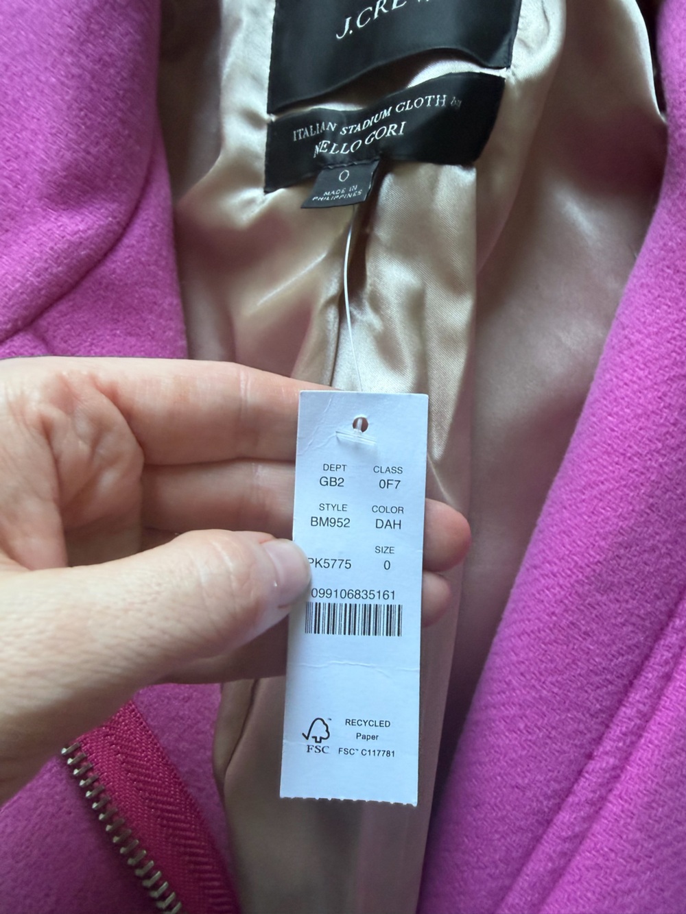 J. Crew Vibrant Pink Wool Blend Pea Coat - Picture 5 of 6